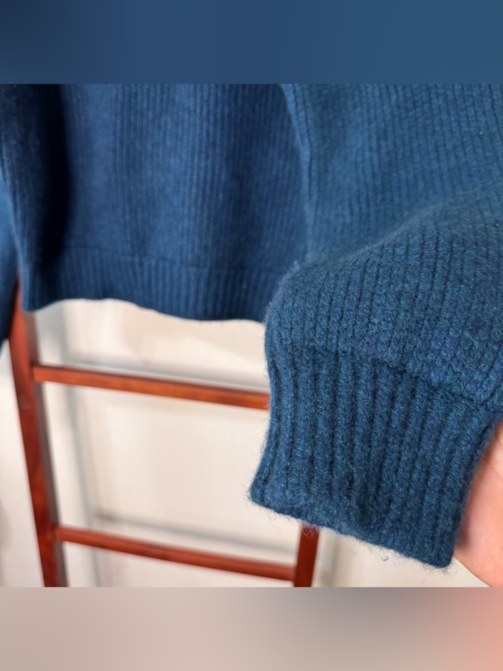 The Elder Statesman ribbed knit cashmere sweater petrol blue - Picture 7 of 9